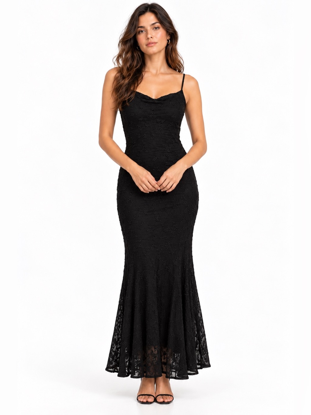 Anthropologie See You Monday Black Lace Maxi Dress